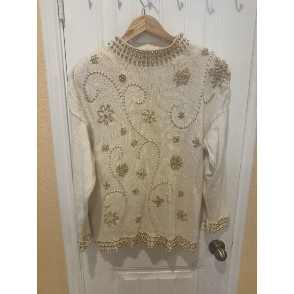 Mauranda Long Sleeve Pullover Sweater Women's Beaded Size L